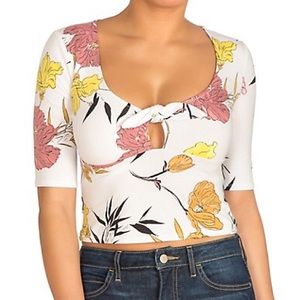 Guess white floral crop top